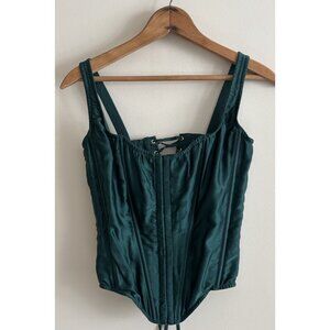 Victoria’s Secret VS Classic Corset Top Lace Up Rear Satin Emerald Green Medium